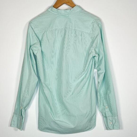 J. Crew Oversized Secret Wash Banker Stripe Button Down Shirt Green - Picture 9 of 13